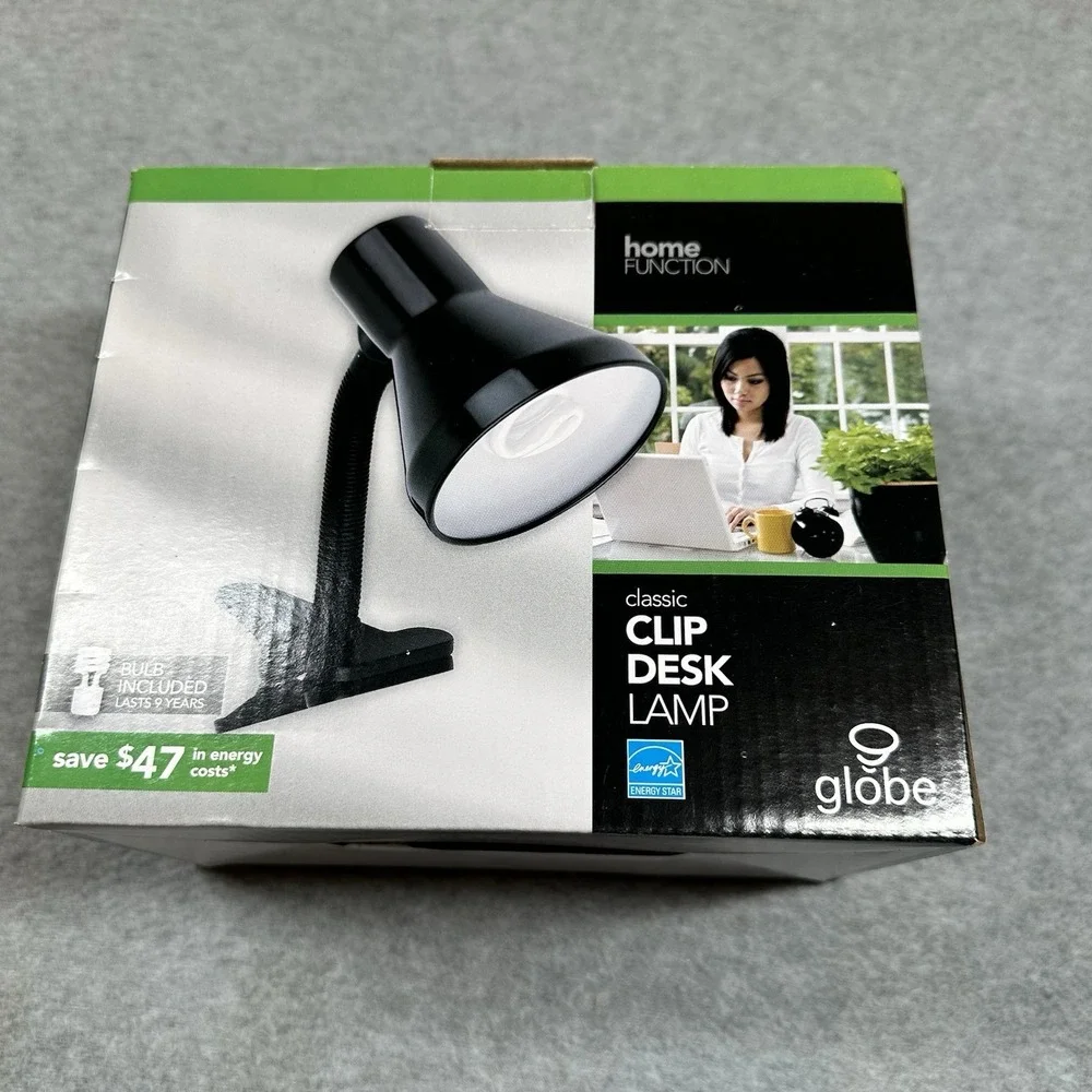 Globe Home Function‎ Black Classic Clip Desk Lamp W/ CFL Bulb Back To School